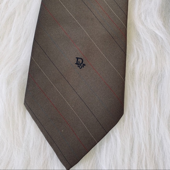 Christian Dior Silk Striped Logo Neck Tie - Picture 3 of 5